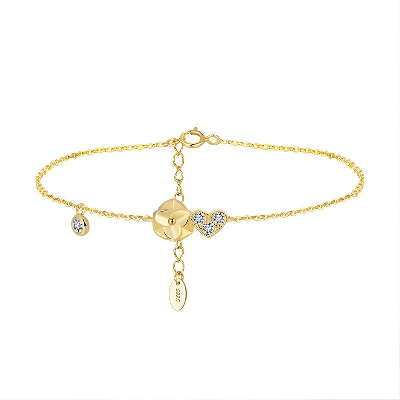 Heart & Flower Charm Bracelet Gold/Silver
