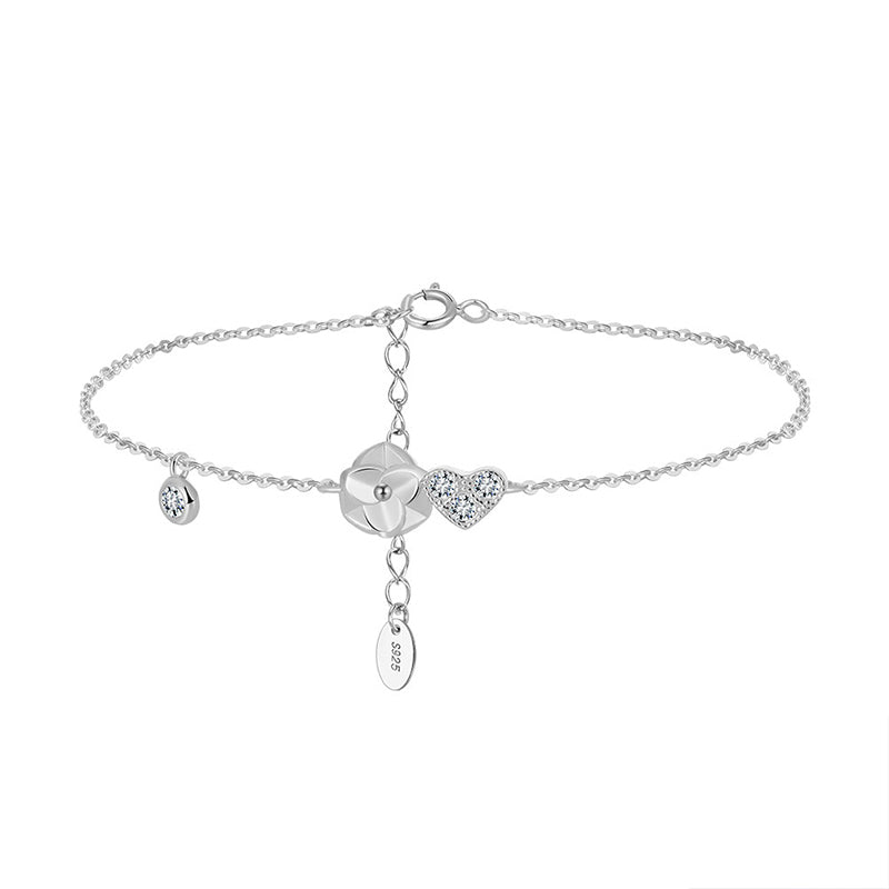 Heart & Flower Charm Bracelet Gold/Silver