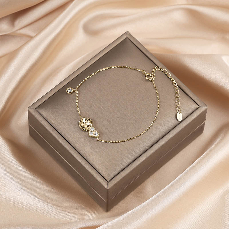 Heart & Flower Charm Bracelet Gold/Silver