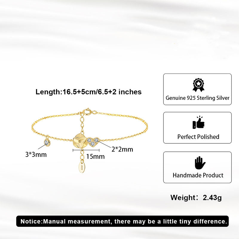 Heart & Flower Charm Bracelet Gold/Silver