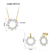 Load image into Gallery viewer, Baguette Circle Earrings &amp; Necklace Set Gold/Silver