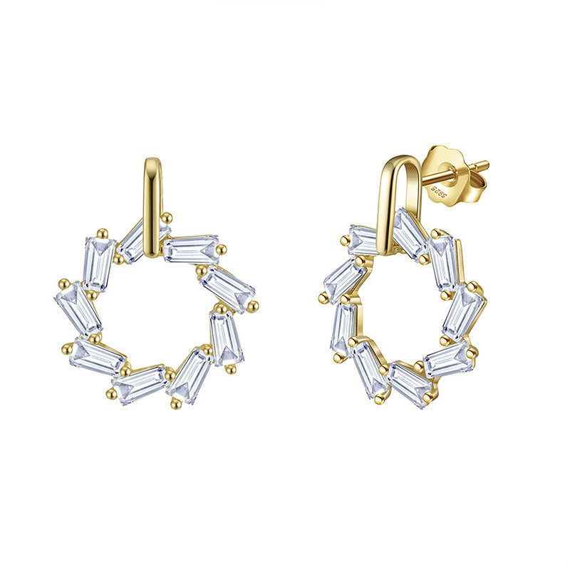 Baguette Circle Earrings Gold/Silver