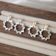 Load image into Gallery viewer, Baguette Circle Earrings Gold/Silver