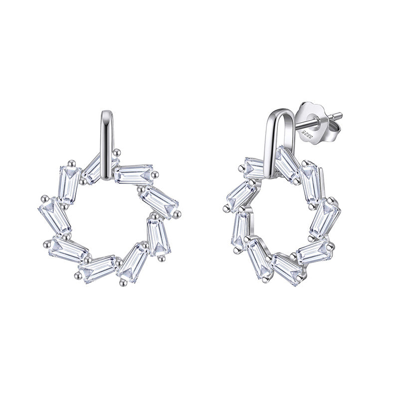Baguette Circle Earrings Gold/Silver