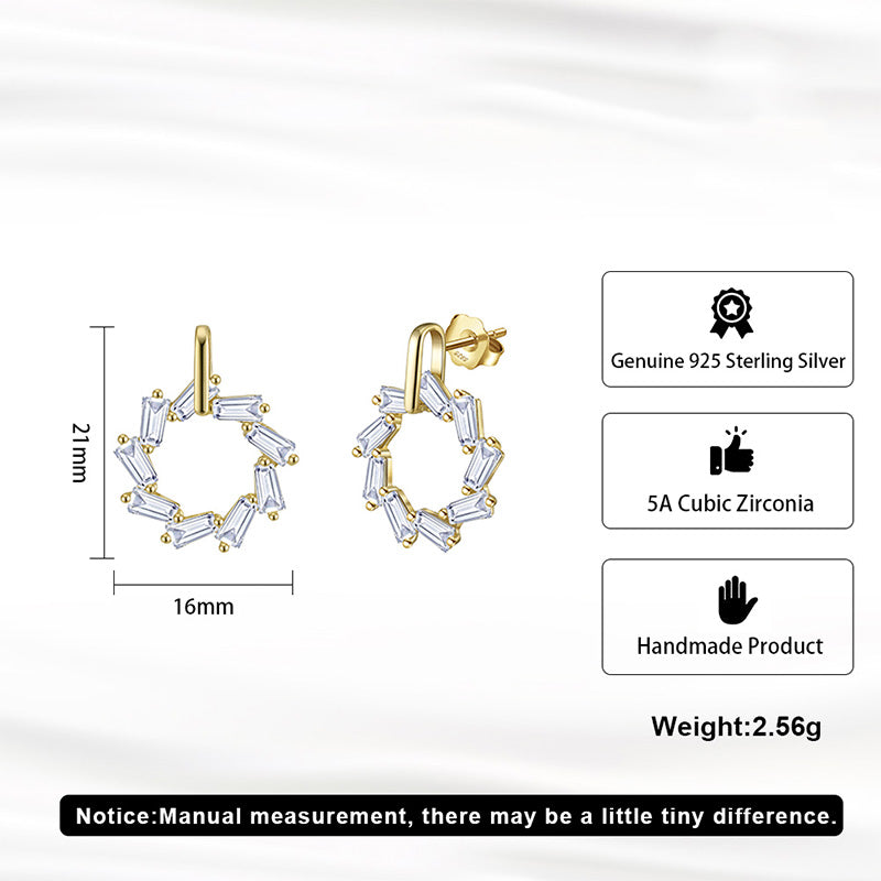 Baguette Circle Earrings Gold/Silver