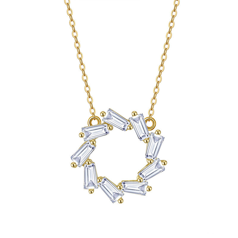 Baguette Circle Necklace Silver/Gold