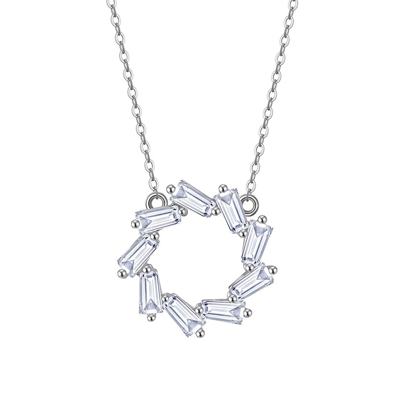 Baguette Circle Necklace Silver/Gold