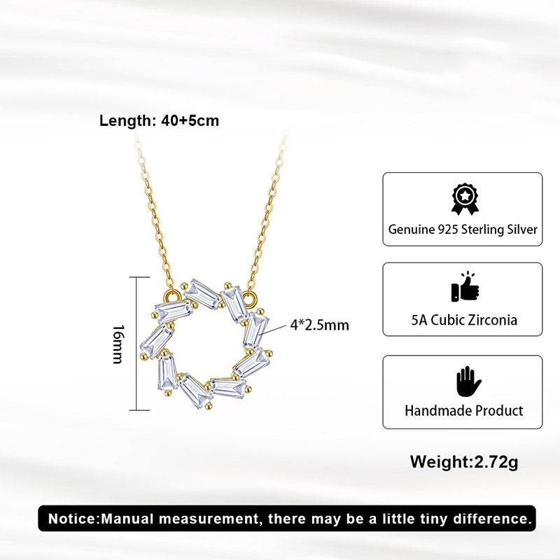 Baguette Circle Necklace Silver/Gold
